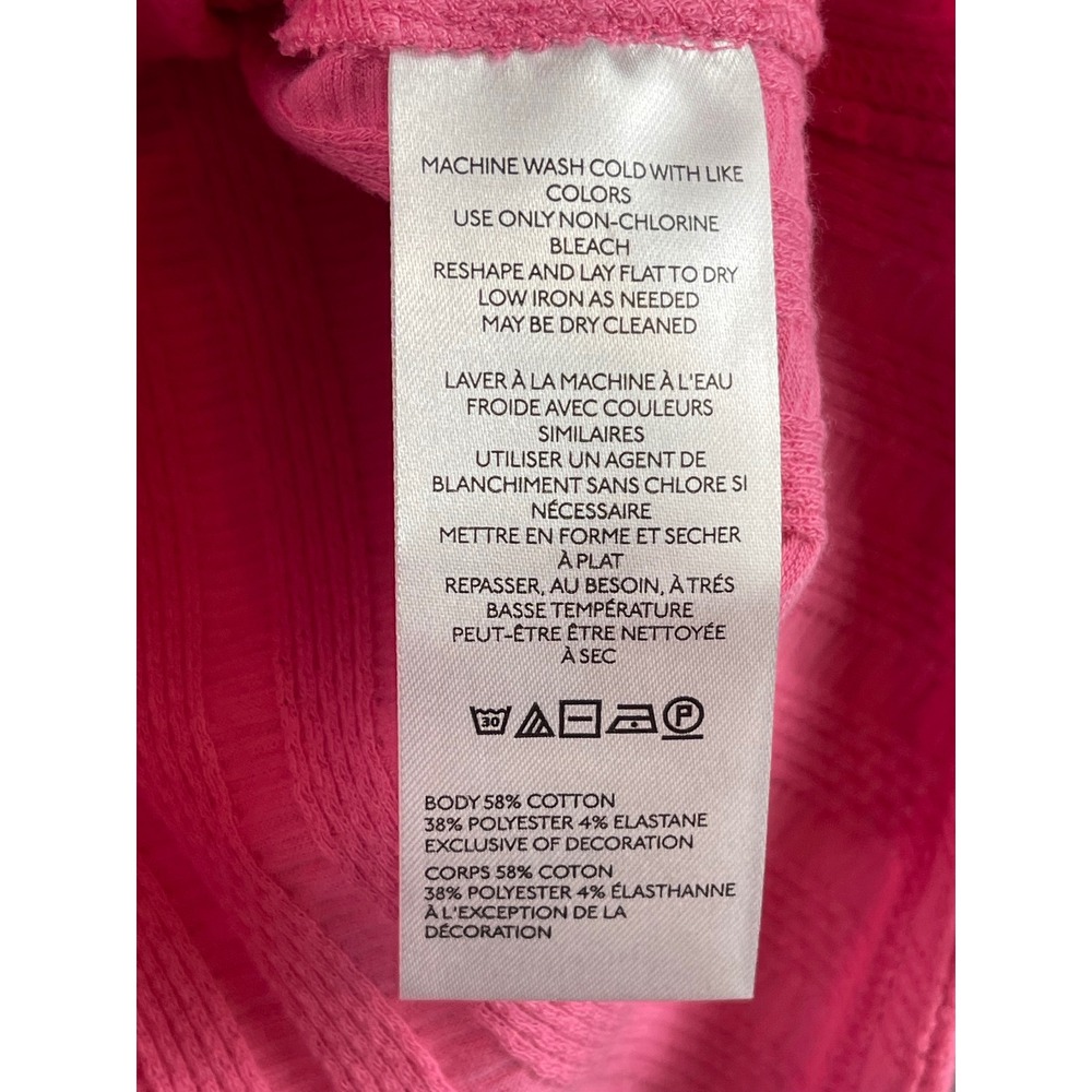 Pilcro Henley Top Womens Small Pink New Ribbed Snap Button Short Sleeve Shirt - Picture 7 of 8